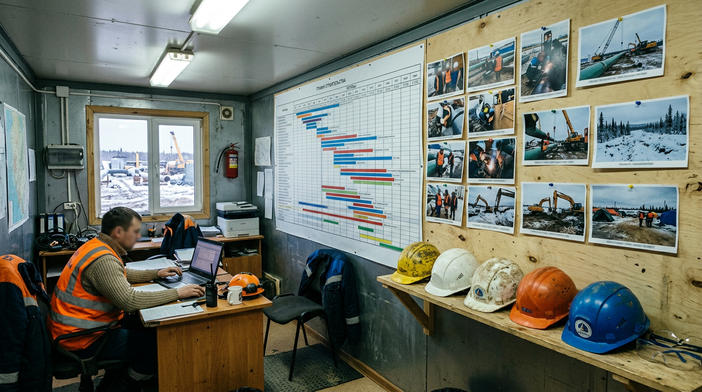 Планирование и контроль сроков в бытовке на линейном или объектовом нефтегазостроении