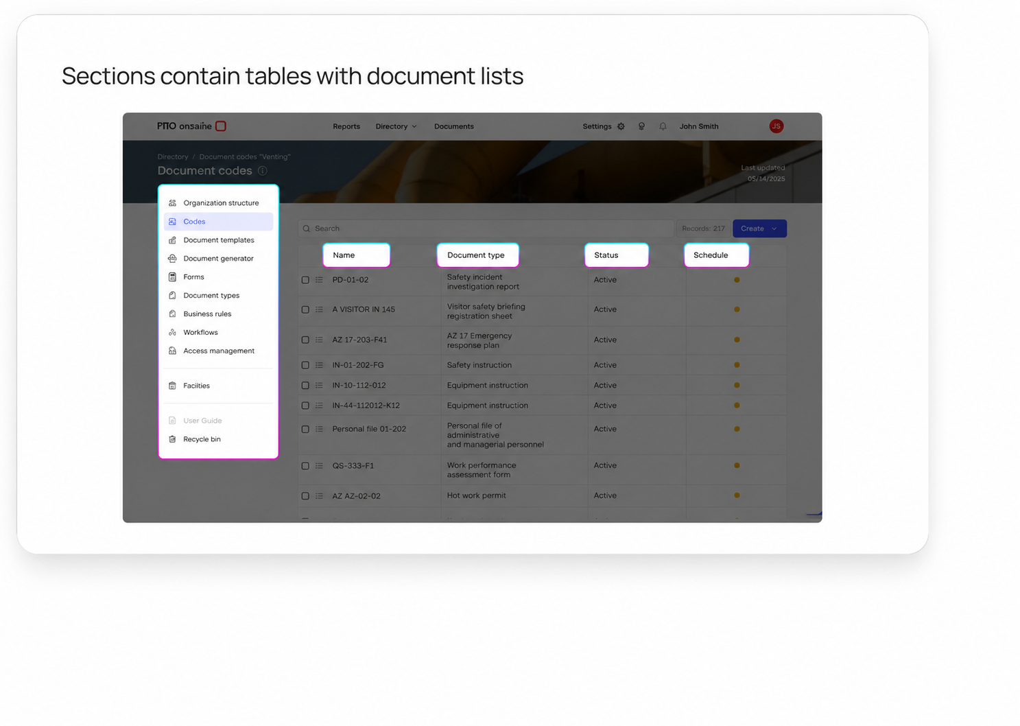 Document lists